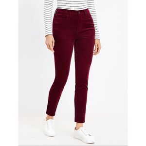 LOFT Size 8 | 29 Curvy Skinny Corduroy Pants Burgundy Wine High Rise Ankle 29x29